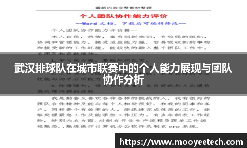 武汉排球队在城市联赛中的个人能力展现与团队协作分析